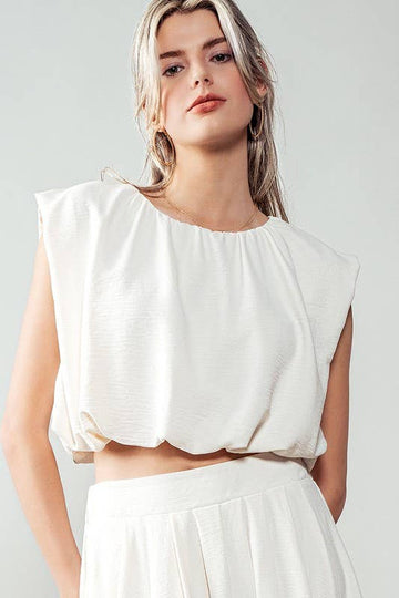 VOLUME SLEEVELESS BLOUSE: CREAM / S-2/M-2/L-2