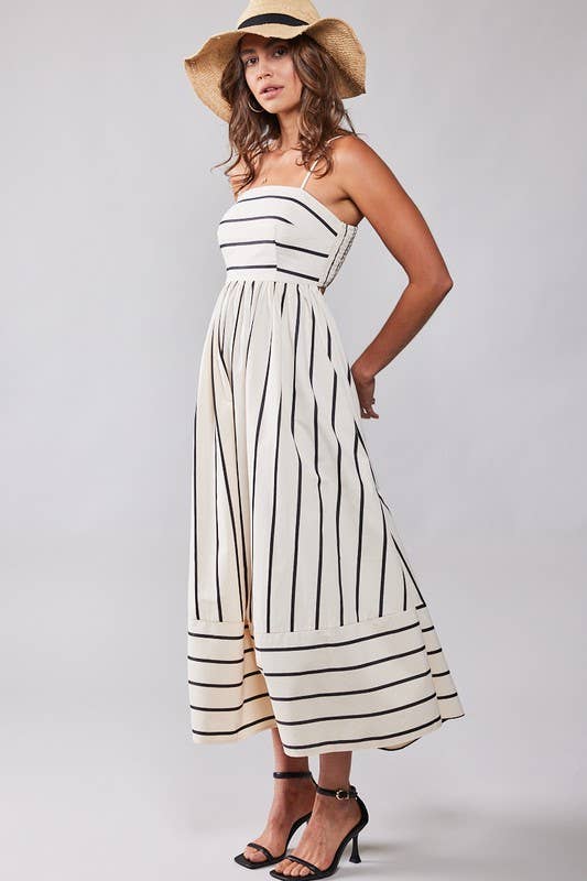 WILDFLOWER STRIPED MAXI DRESS: CREAM