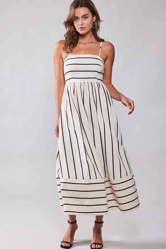 WILDFLOWER STRIPED MAXI DRESS: CREAM