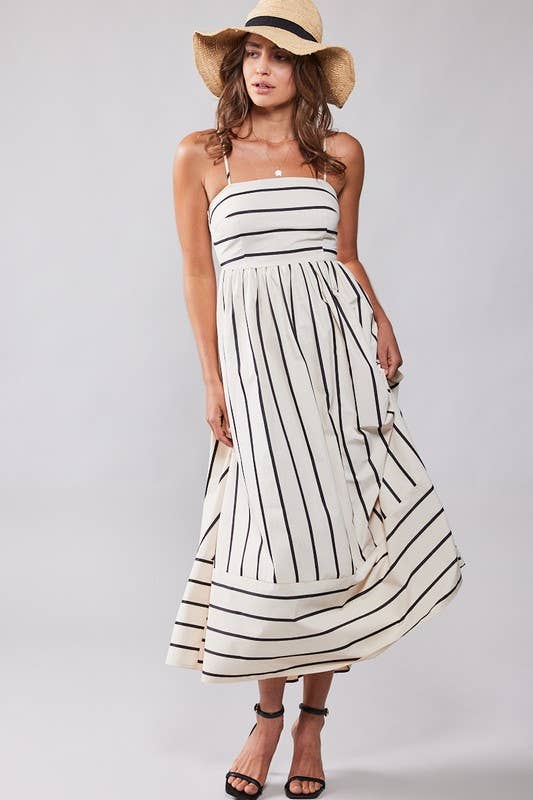 WILDFLOWER STRIPED MAXI DRESS: CREAM