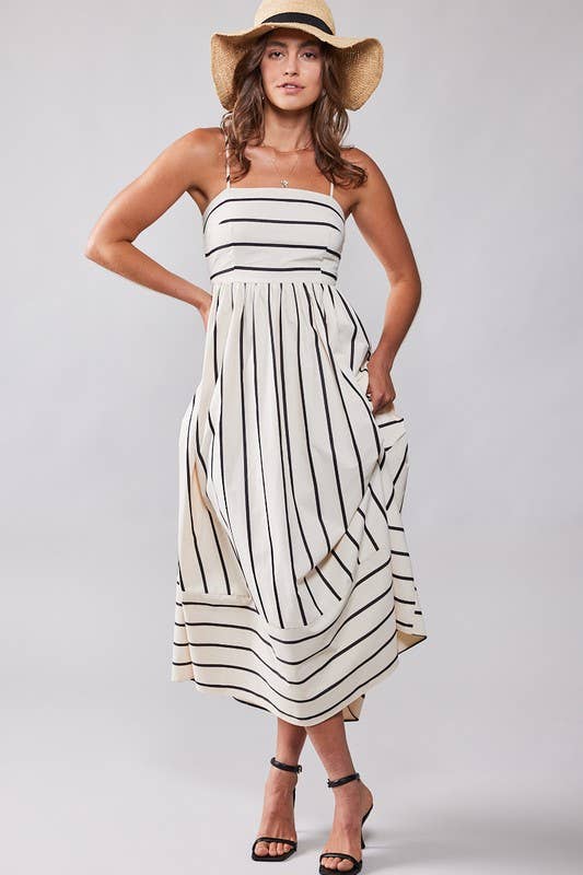 WILDFLOWER STRIPED MAXI DRESS: CREAM