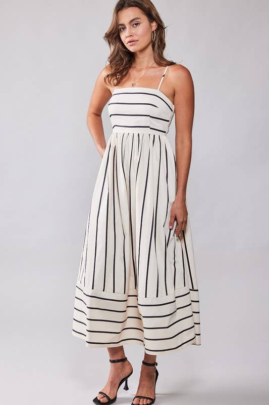WILDFLOWER STRIPED MAXI DRESS: CREAM