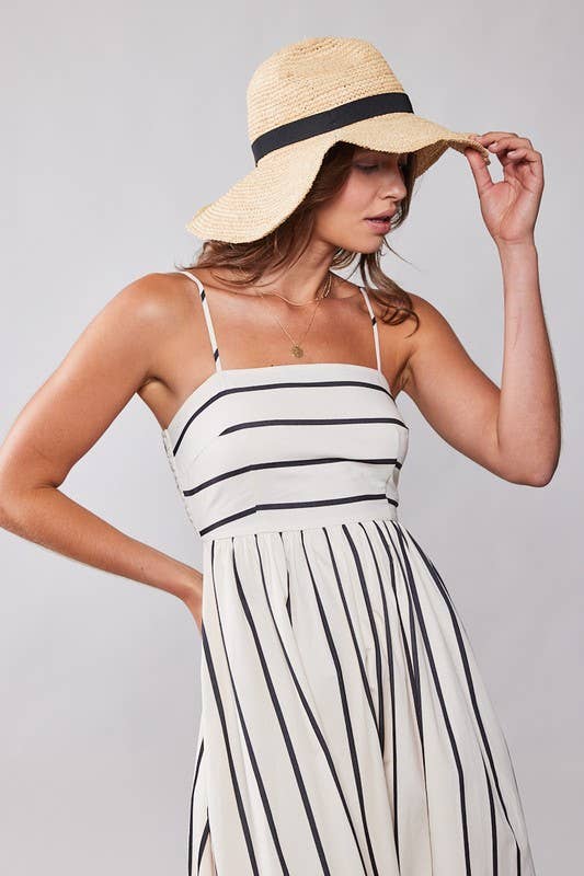 WILDFLOWER STRIPED MAXI DRESS: CREAM