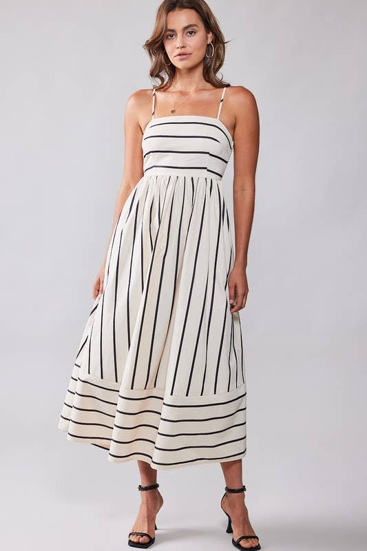 WILDFLOWER STRIPED MAXI DRESS: CREAM