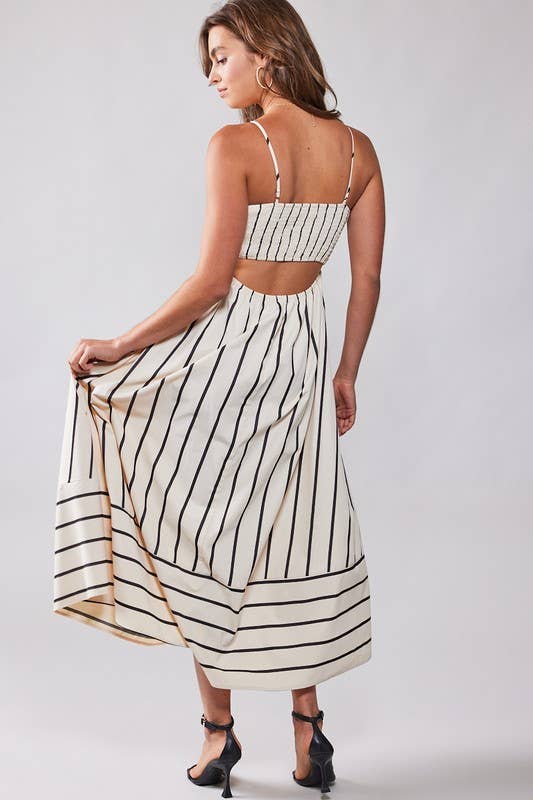 WILDFLOWER STRIPED MAXI DRESS: CREAM