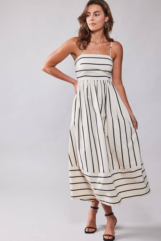 WILDFLOWER STRIPED MAXI DRESS: CREAM