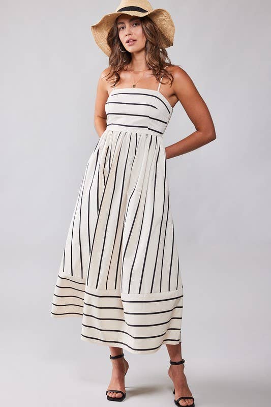 WILDFLOWER STRIPED MAXI DRESS: CREAM