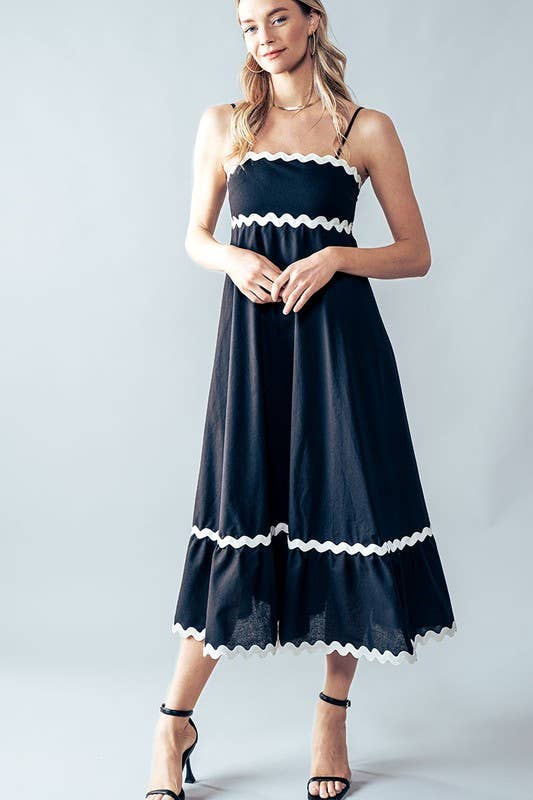 RIC RAC MAXI DRESS: BLACK