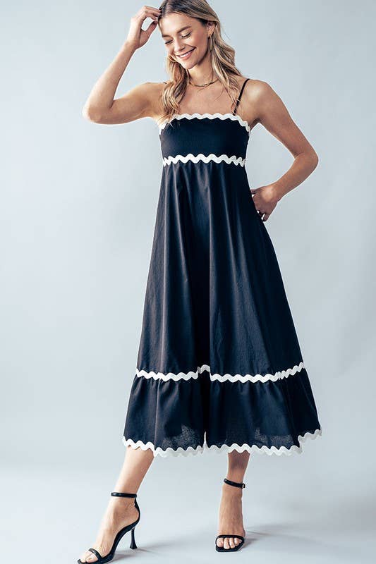 RIC RAC MAXI DRESS: BLACK