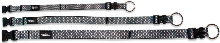 Charlotte & Emerson The Myles Collection Premium Dog Collar & Leash Set - Black and White Geometric