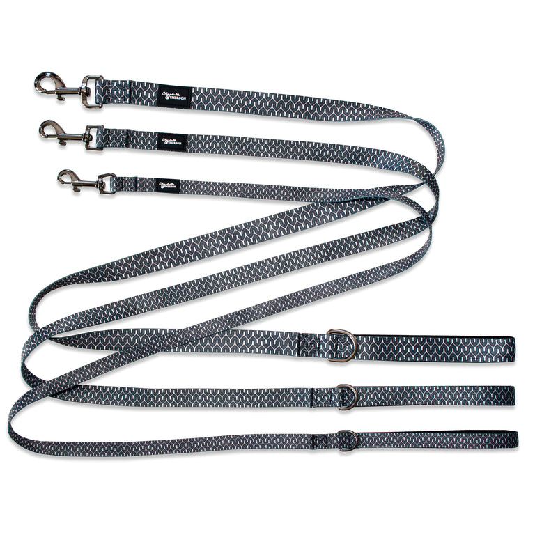 Charlotte & Emerson The Myles Collection Premium Dog Collar & Leash Set - Black and White Geometric